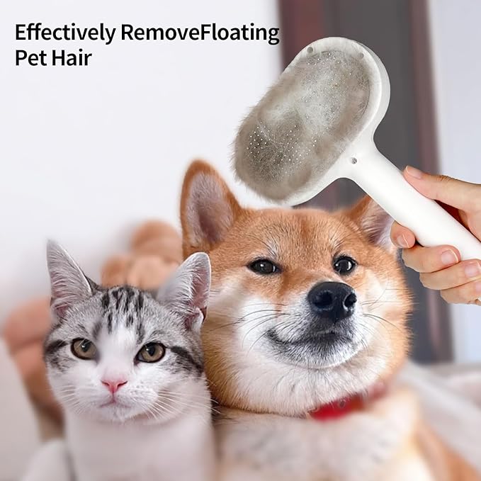 3 in 1 Cat Brush for Shedding - Spray Pet Hair Removal Comb with Water Tank and Release Button - Steamy Cat Brush - Pet Spray Hair Comb for Dogs and Cats