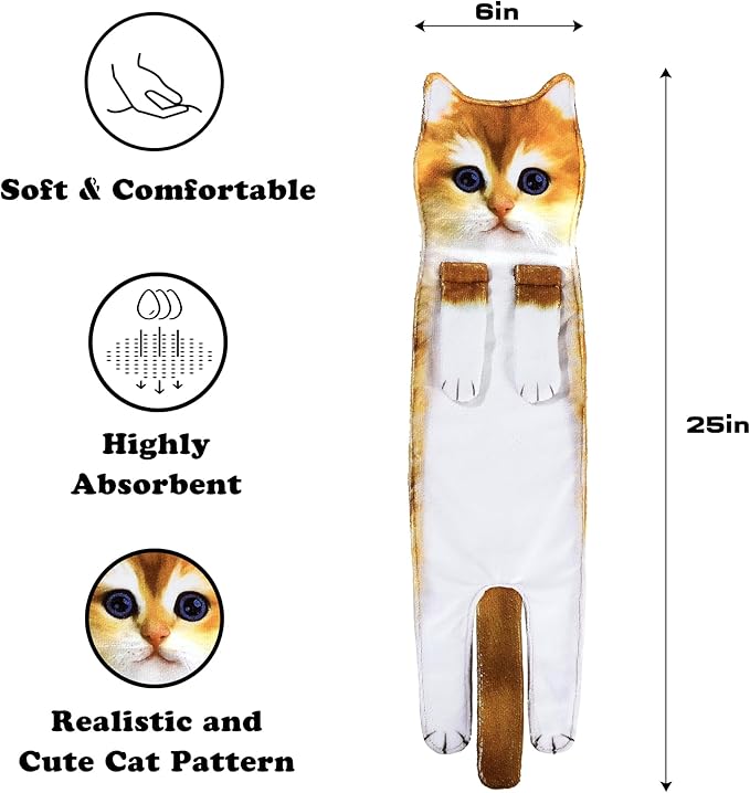 Funny Cat Gifts for Women Mom Grandmom- Cute Cat Hand Towel for Bathroom Kitchen- Unique Housewarming Valentines Mothers Birthday Christmas Gag Gifts for Women Mom Cat Lovers