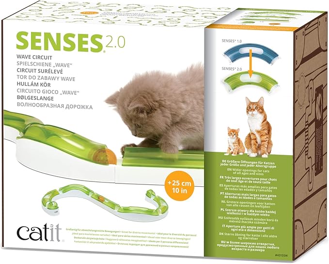 Catit Senses 2.0 Wave Circuit Interactive Cat Toy - 8-Piece Closed-Track Ball Toy for All Breed Sizes