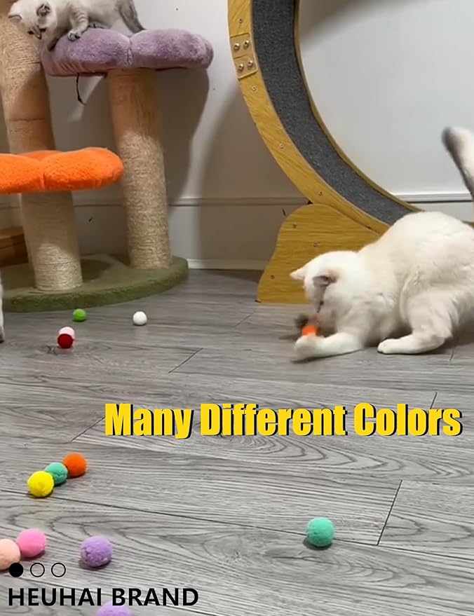 Cat Toy Balls Set - 6 Unique Styles & Colors with Bells, Sturdy Plastic Jingle Balls for Indoor Cats - Encourages Active Play & Mental Stimulation for All Cat Breeds & Sizes