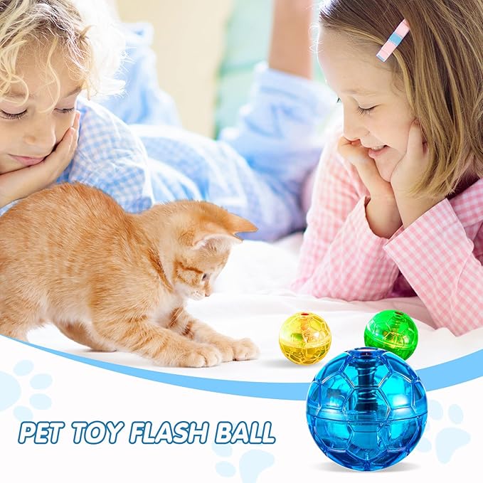 Frienda 4 Pieces Ghost Hunting Cat Ball Motion Light Up Cat Balls LED Motion Activated Cat Ball Motion Light Up Cat Dog Interactive Toys Pet Glowing Mini Running Exercise Ball Toys (Multicolored)