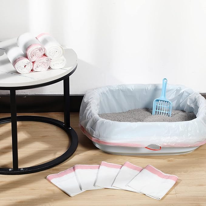 30 Count Cat Litter Box Liners Large Drawstring Cat Pan Bags Kitty Litter Box Liners XL Heavy Duty Liner Bags for Pets Cats Litter Box Tray, 36 x 18 Inch