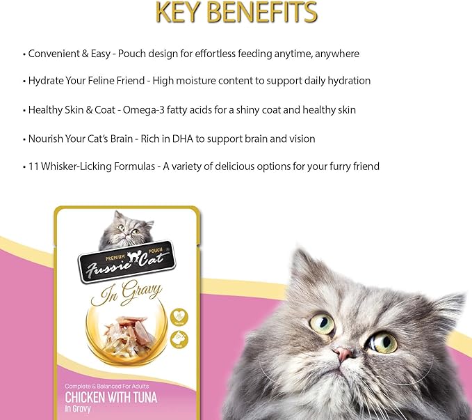 Fussie cat Premium Chicken w/Tuna in Gravy 2.47 Oz (Pack of 12)