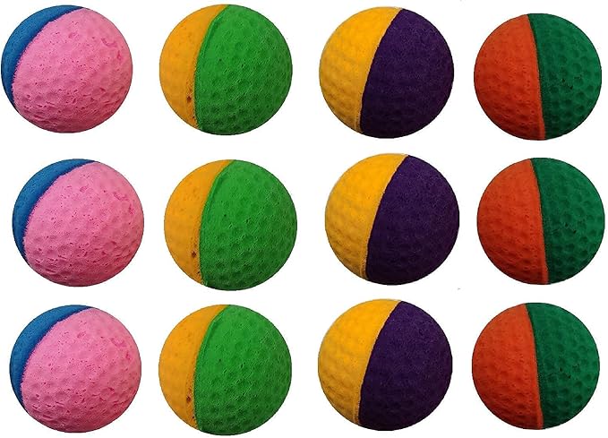 12 Pack Pet Ball Foam Sponge Ball Cat Toy Soft Bouncy Noise Free (12pcs Pet Ball Foam Sponge Ball)