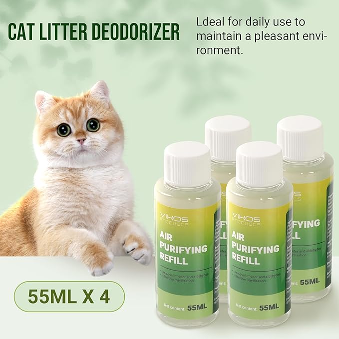 (4 Bottles, Fresh Lotus) Cat Litter Deodorizer for PETKIT PuraX PuraMax Self-Cleaning Cat Litter Box Odor Eliminator for Strong Odor Remover Litter Box Deodorizer Replaced Odor Removers Refills