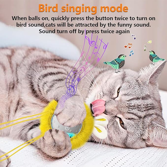 Interactive Cat Toys Ball Paw Activated, Super Power Cat Exercise Toys for Indoor Cats (Grey)