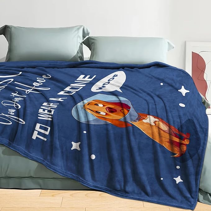 Get Well Gifts for Women After Surgery, Get Well Soon Gifts for Women/Men After Surgery, Recovery Blanket Present, Dog Lovers Blanket, Blue Dog Present