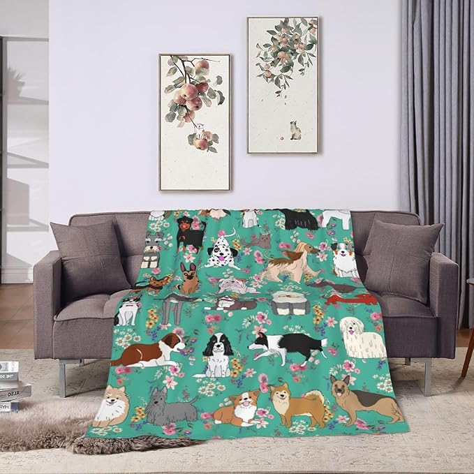 Dog Gifts Blanket 60"X50" Bed Throw Blanket Soft Lightweight Cozy Warm Blankets for Kids Teens Men Women