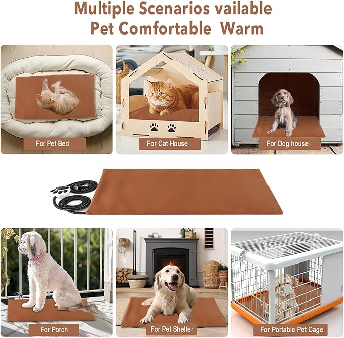 On/Off Switch Electric Pet Heating Pad with Chew Resistant Cord and 2PCS Machine Washable Cover,Indoor Heated Pet Bed Warmer,for Cat Beds and Dog Bed 27.6" X15.7" Medium Size