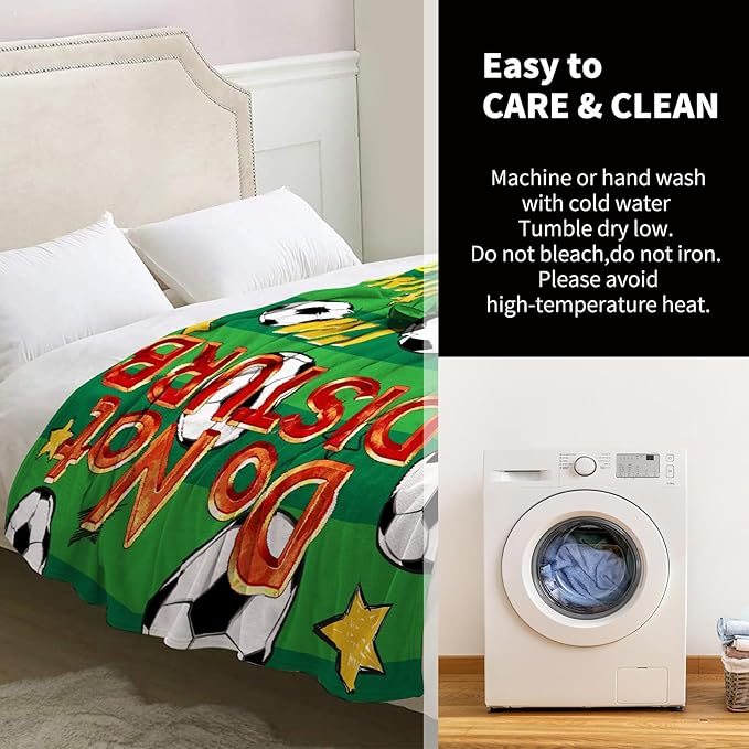 Soccer Blanket Gifts for Boys Dad Men Women Papa Birthday Christmas Valentines Present Soccer Ball Theme Decor Home Bedroom Living Room Sofa Couch Kids Adults Teen Soft Cozy Plush Fleece Throw 60"x50"