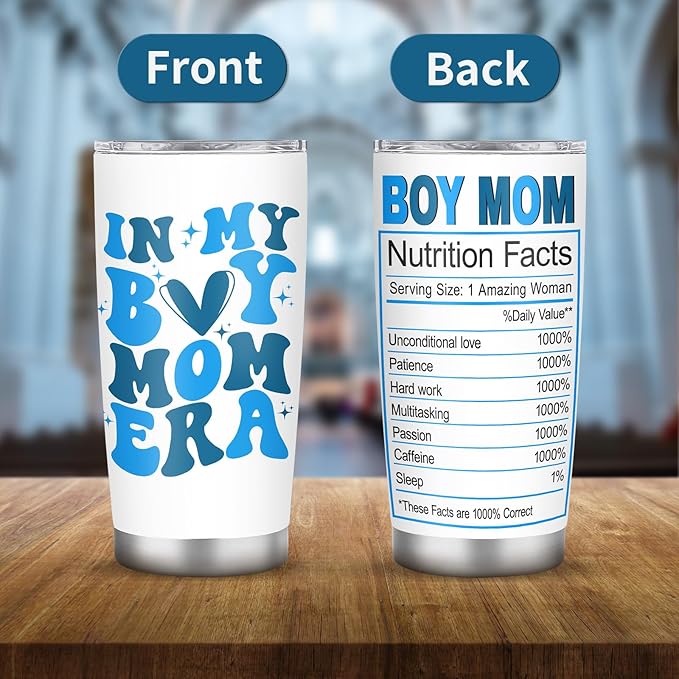 Boymom In My Boy Mom Era Tumbler - 20oz, Perfect New Mom Gift for Mothers Day, Birthdays, Christmas