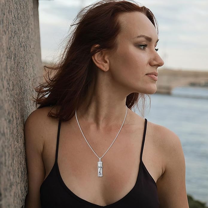 Aniu Cremation Jewelry for Ashes S925 Sterling Silver Urn Necklace Memorial Necklace for Human Ashes of Loved Ones Keepsake Pendant for Men Women