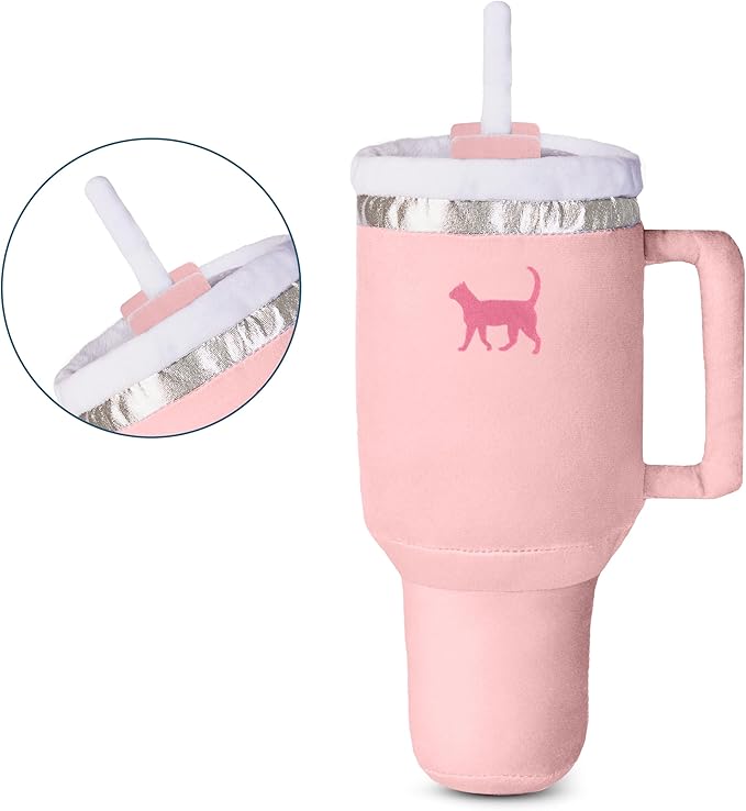 Kitty Cup Tumbler Cat Toy – Small Crinkle Catnip - Funny and Cute Kitten Toys with Cat Nip for Fun Indoor Play, Unique Kitty Birthday Gift, Aesthetic Kitten Present (Pink Peach Dust)