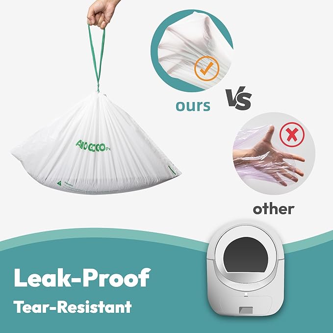 100 Pack Litter Box Liner Bags, Compatible with BCHARYA Self-Cleaning Cat Litter Box, Replacement Waste Bags, Drawstring Leak-Proof Automatic Cat Litter Trash Bags, 25.2" x 11.81"