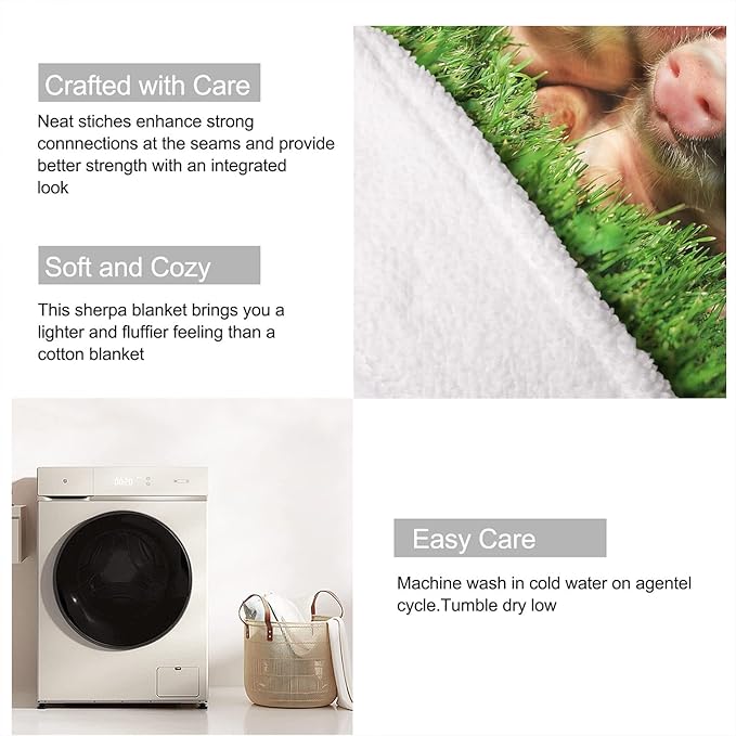 Pink Pigs Sherpa Blanket, Cute Piggy Fleece Throw Blankets for Couch Sofa Bed, Super Soft Warm and Lightweight, 50" x 60"