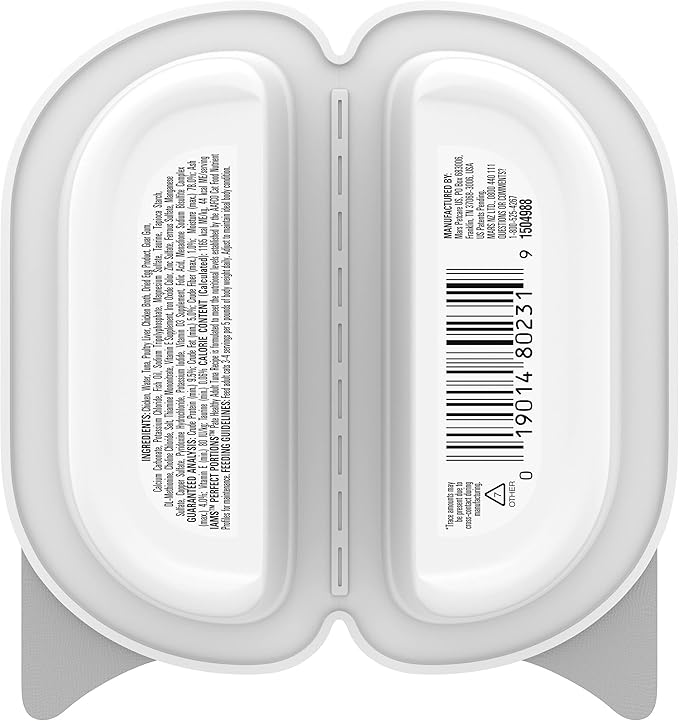 IAMS Perfect Portions Healthy Adult Grain Free Wet Cat Food Paté, Tuna Recipe, 2.6 oz. Easy Peel Twin-Pack Trays (24 Count, 48 Servings)