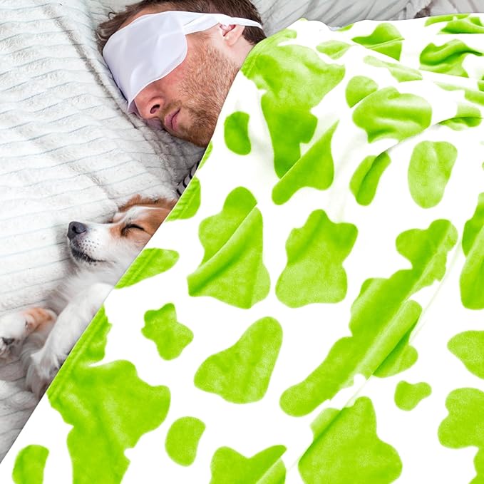 Fleece Blankets Throw Blanket Soft Fuzzy Cute Green Fleece Blanket for Couch