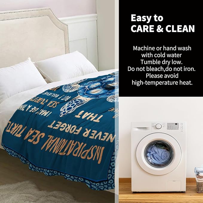 Sea Turtle Blanket Gifts for Women Girls Sisters Birthday Christmas Valentine Positive Ocean Animal Presents Theme Decor Home Bedroom Living Room Sofa Couch Soft Cozy Fleece Kids Adults Throw 60"x50"