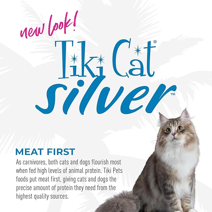 TIki Cat Silver Mousse, With Chicken & Pumpkin In Broth, Silky Smooth Nutrient Rich Formulated for Older Cats Aged 11+, 2.9 oz. Pouch (Pack of 12)