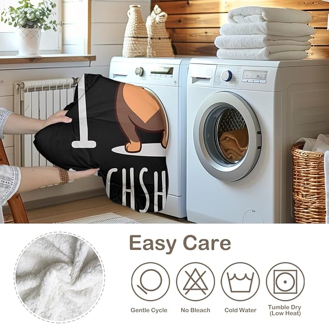 Sleepwish Dachshund Butt Fleece Throw Blanket for Kids Girls Boys Soft Plush Dachshund Lovers Gift Black Sherpa Blanket for Couch Chair, Baby (30"x 40")