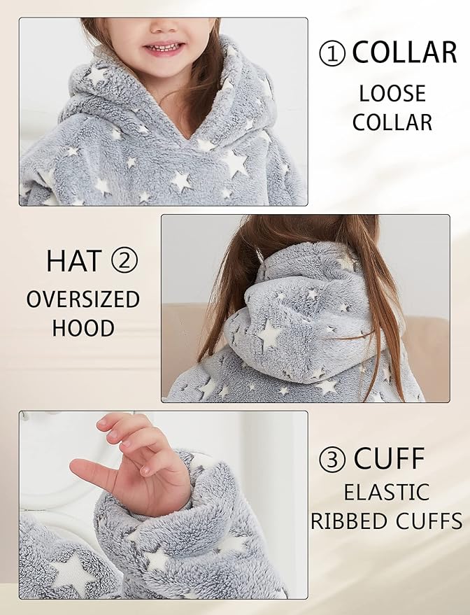 KFUBUO Wearable Blanket Hoodie for Kids Toddlers Sherpa Blanket Sweatshirt With Pocket Cute Hoodies 2-6 Year Old Girl Boy Birthday Gifts
