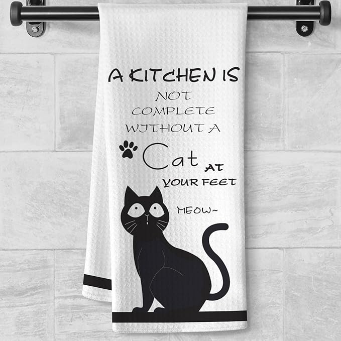 Cat Kitchen Accessories,Cat Kitchen Towels,Cat Towels,Cat Dish Towels,Cat Hand Towels,Black Cat Decor,Crazy Cat Lady Gifts,Cat Gifts for Women,Black Cat Gifts for Women,Gifts for Cat Lovers for Women