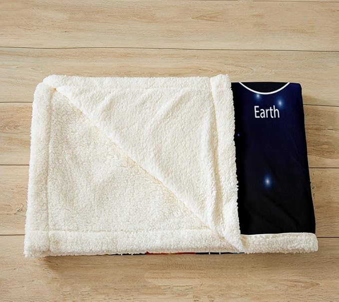 Feelyou Solar System Sherpa Throw Blanket Kids Boys Astronomy Fleece Blanket Galaxy Outer Space Plush Blanket and Throws Universe Planets Fuzzy Blanket 50"x60"