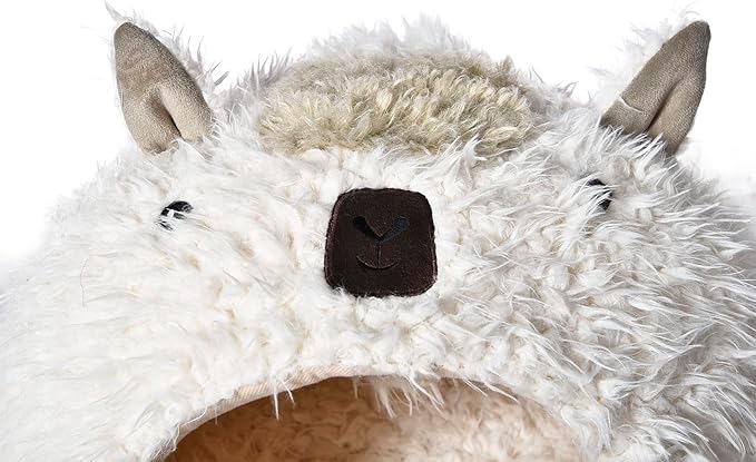 Max & Marlow Cat Covered Pet Bed with Removable Bed Pad, Cream, Medium