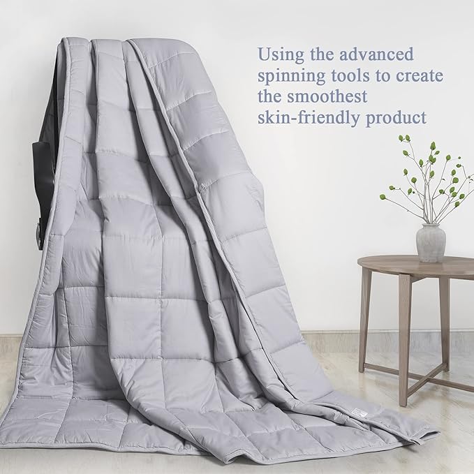 Sivio Weighted Blanket - 100% Cotton Heavy Blanket 7lbs, 41 x 56 inches, Breathable Soft Throw Blanket for Calm Sleeping for Home and School Nap, Solid Grey