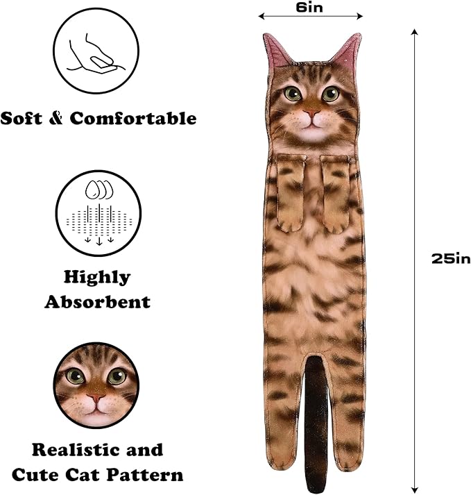 Cat Funny Hand Towels for Bathroom Kitchen - Cute Decorative Fairy Tale Cat Decor Hanging Washcloths Towels Super Absorbent Soft - Housewarming Birthday Christmas Fun Gifts for Women Cat Lovers