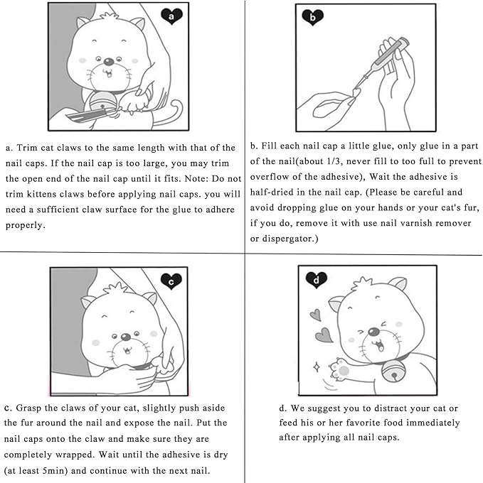 100pcs Cat Nail Caps Clear Cat Paw Covers Kitten Nail Caps Pet Tips with Adhesives and Applicators Large