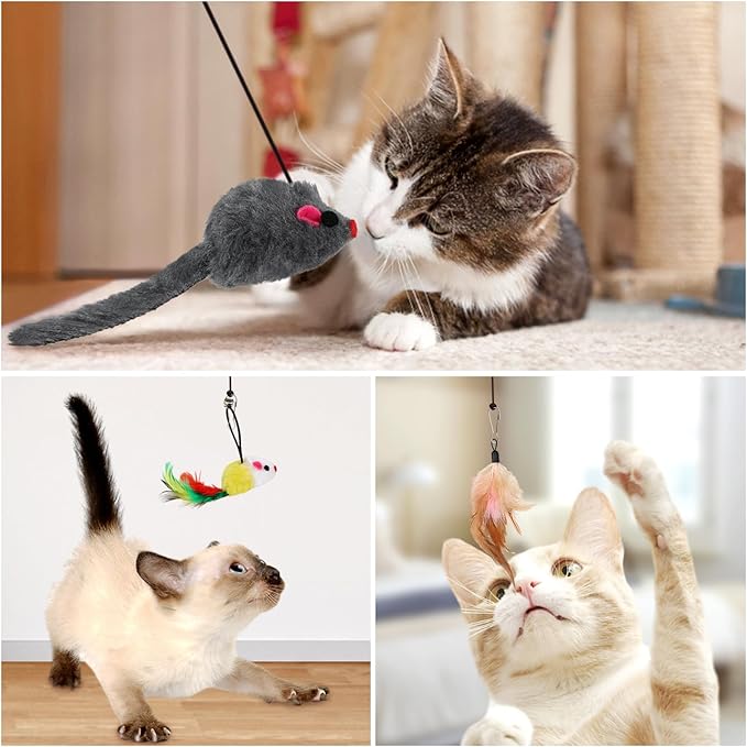 Interactive Cat Toy, Hanging Cat Toys for Indoor, cat Door Toy Replacements with Bell Kitten Toys for Indoor Cats Kitten