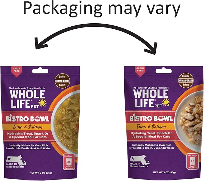 Whole Life Pet Freeze Dried Cat Food - Human-Grade Wet Cat Food Toppers, Natural Broth for Cats, Instantly Hydrating Cat Snacks, Lickable Cat Treats, Just Add Water - Salmon & Tuna, 3 Oz