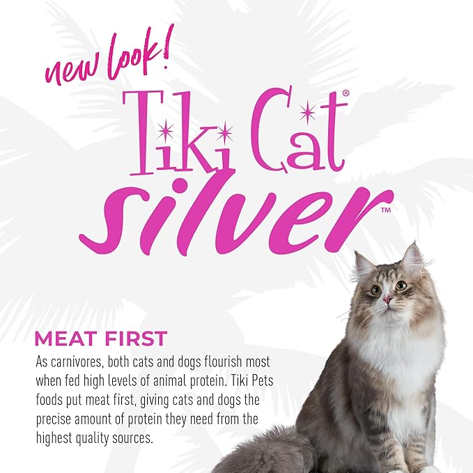 Tiki Cat Silver Mousse, with Salmon & Pumpkin in Broth, Silky Smooth Nutrient Rich Formulated for Older Cats Aged 11+, 2.9 oz. Pouch (Pack of 12)