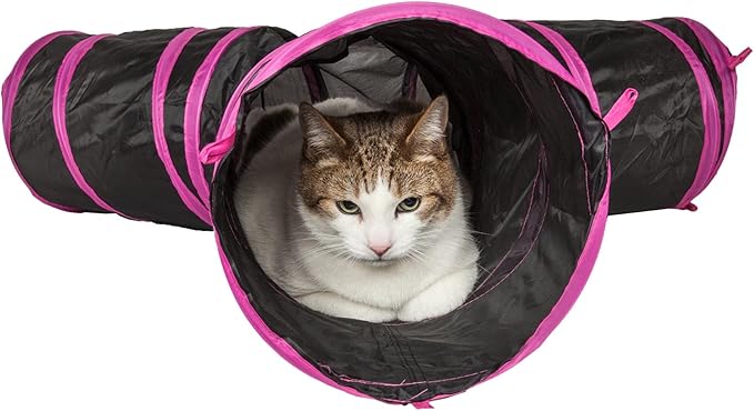 Pet Life ® 3-Way Kitting-Go-Seek Interactive Collapsible Passage Kitty Cat Tunnel