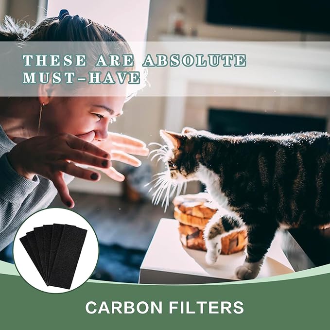12 PCS Charcoal Filters,Replacement Carbon Filters for Cat Litter to Keep Home Fresh and Absorb Unpleasant Odors Control Damp from Pets