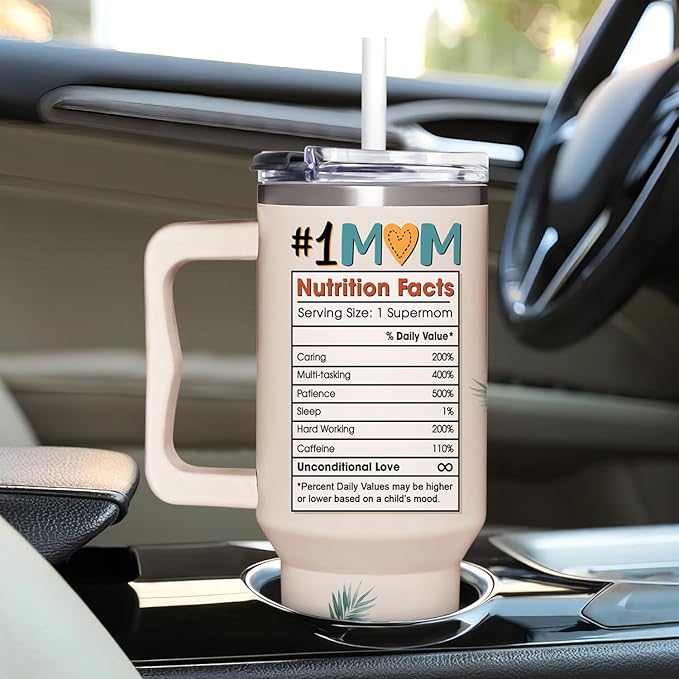 Best Mom Ever Gifts - Christmas Gifts For Mom From Daughter, Son - Birthday, Mothers Day, Christmas Presents For Mama - New Moms Gift For Women - 40oz Tumbler With Handle Straw