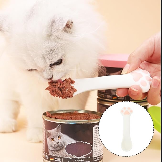 Mipcase Cat Food Mixing Spoon Silicone Dog Cat Food Spoon Cat Paw Design Multi- Functional Pet Food Can Spoon Manual Can Opener Dog Wet Food Spoon Cat Feeding Scoop Cat Canned Food Lid