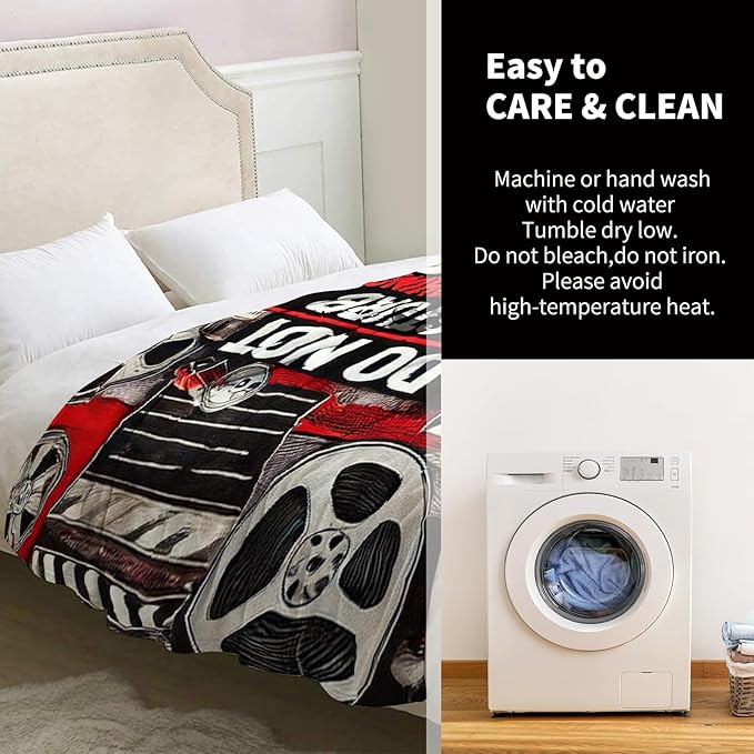 Movie Blanket Gifts for Women Men Girls Boys Vintage Cinema Theater Clapboard Film Popcorn Print Presents for Kids Adults Teen Birthday Christmas Decor Home Couch Sofa Soft Cozy Flannel Throw 60"x50"