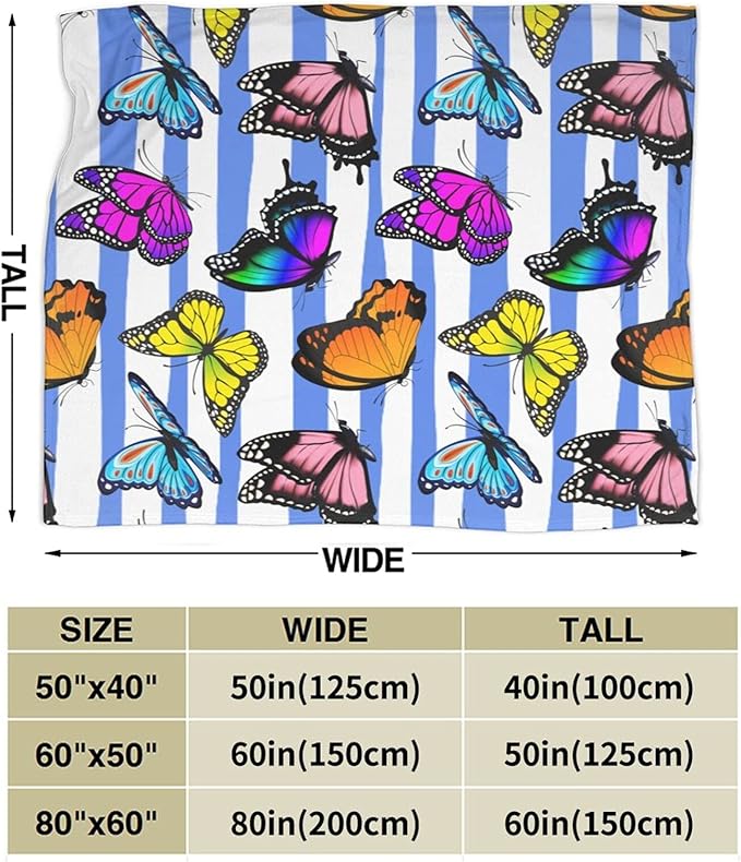 Ultra-Soft Microfiber Throw Blanket 350 GSM Fuzzy Fleece Blanket for Adults Kids Gift Couch, Sofa, Bed Butterfly 80"x60"