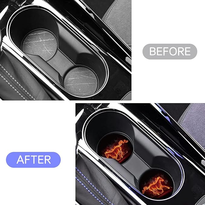 Car Cup Holder Coaster 2PCS Cool Fire Horse Car Coasters Car Cup Holder Insert Coasters Mats Compatible with Ford Mustang Bronco