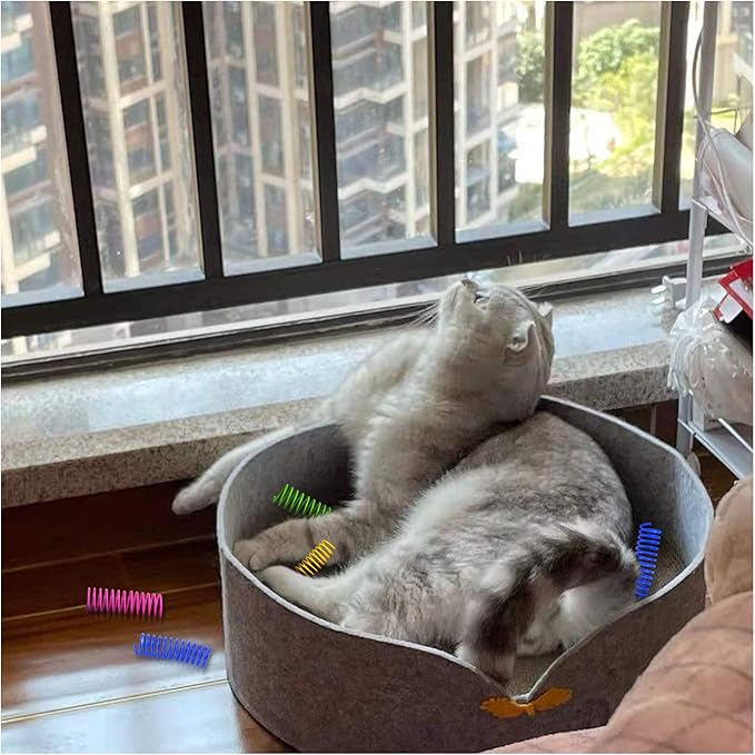 WishLotus Cat Toys for Indoor Cats Interactive 3.34in 4 Colors Cat Spring Toy, 12pc Big Springs Set Lightweight Durable High Elasticity Cat Spiral Springs for Cats to Swat, Hunt to Kill Time(12pc)