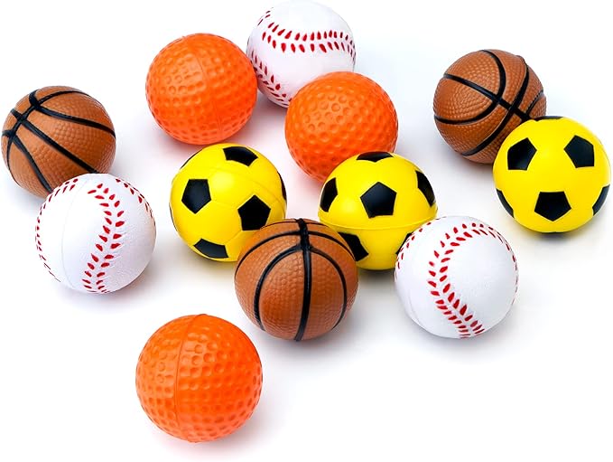 CHIWAVA 12 Pack 1.6 Inch Soft Rubber Foam Cat Toy Ball Sponge Sport Balls Kitten Interactive Toy Assorted Color