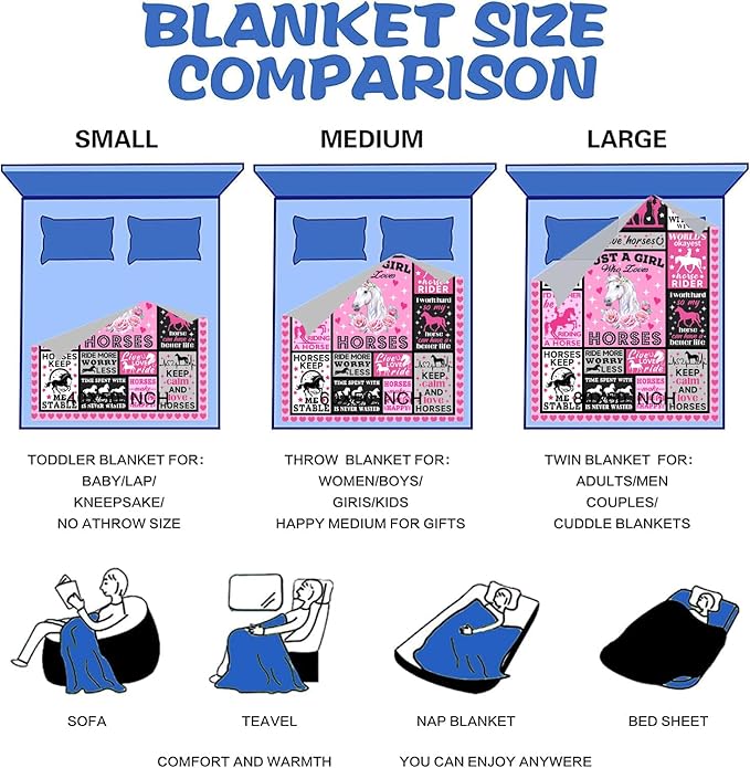 Horse Gifts Blanket Just A Girl Who Loves Horses Themed Blankets for Horse Lovers Adults Women Girls Christmas Birthday Gifts Decor Throw Blanket 50"X40"