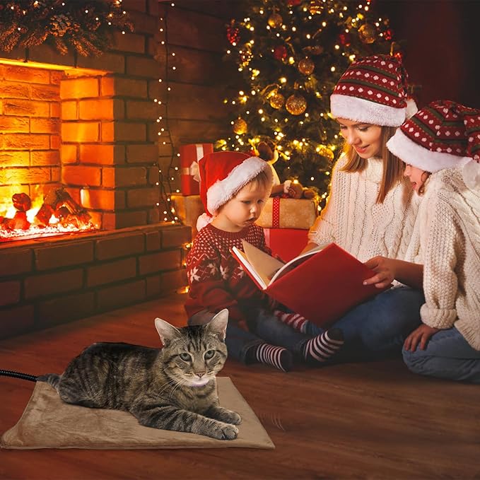 NAMOTEK Pet Heating Pad Adjustable Temperature with Timer, Waterproof Heated Mat with Chew Resistant Cord, Auto Power-Off Electric Indoor Pet Heat Pad for Dogs and Cats