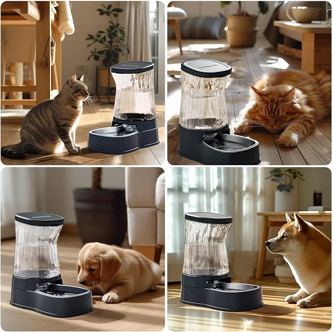 Gardner Pet Automatic Dog Water Dispenser Gravity Stainless Steel Water Waterer Feeder, 100% BPA-Free Large Capacity Water Feeding Bowls for Medium & Large-Sized Dogs Cats Other Pets -(1 Gallon)