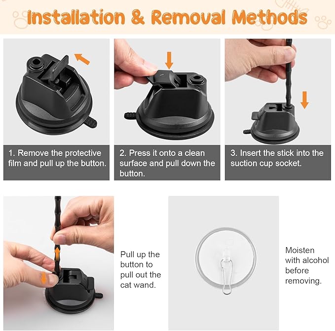 Depets Cat Wand Toy, 15 Pcs Interactive Cat Feather Toys, Cat Teaser Toy for Indoor Cats Self Play, 2 Play Modes Cat Toys Wand, Reusable Suction Cup Cat Toys for Indoor Cats Kittens Play Exercise