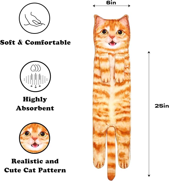 Cat Funny Hand Towels for Bathroom Kitchen - Cute Decorative Fairy Tale Cat Decor Hanging Washcloths Towels Super Absorbent Soft - Housewarming Birthday Christmas Fun Gifts for Women Cat Lovers