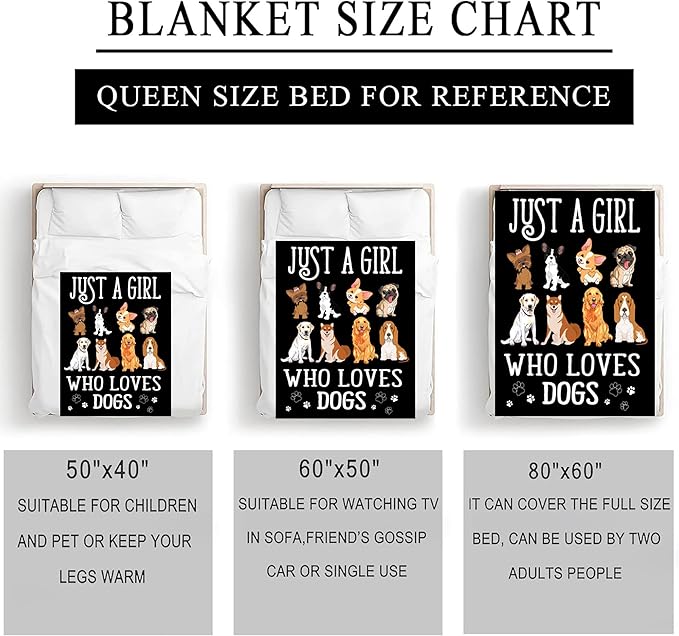 Soft Flannel Dog Throw Blanket for Kids & Adults - 80"x60"