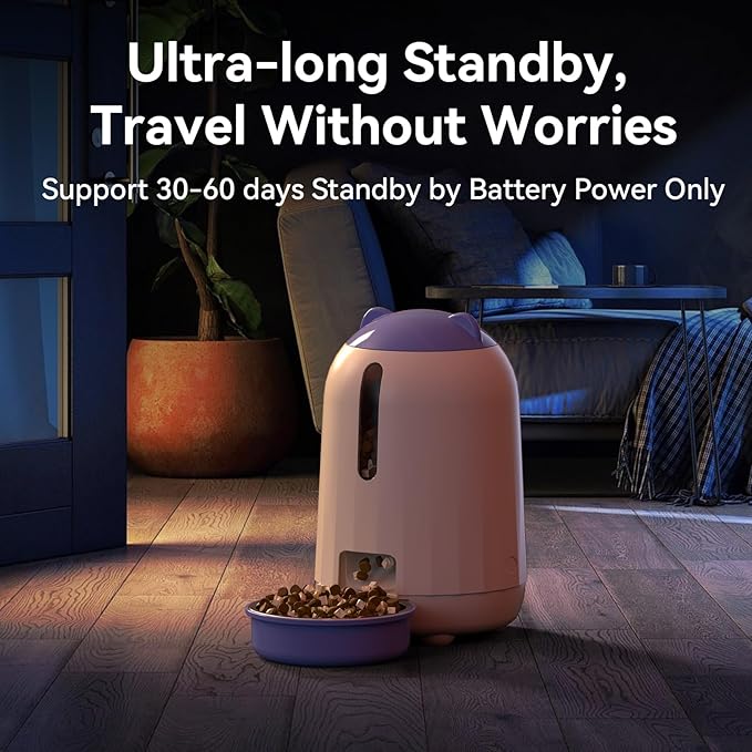 Automatic Cat Feeder with Dual Power Supply, 3L Capacity, Timer Function, Moisture Resistant Design, Detachable for Easy Clean, Blue